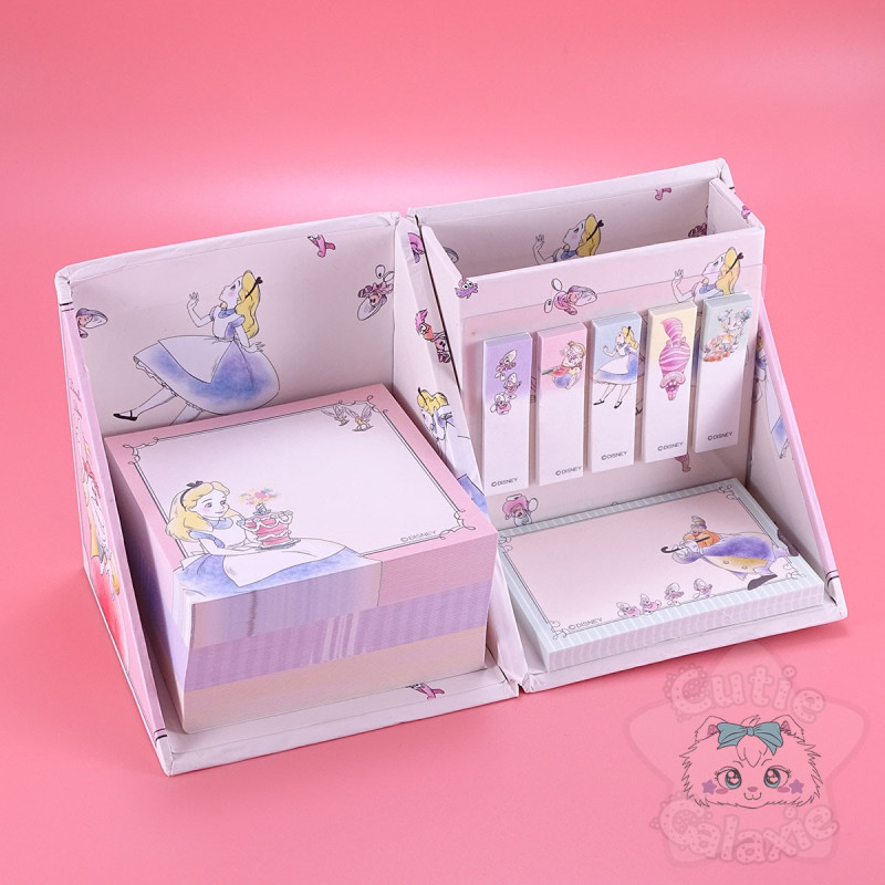 Boite Cube Bureau Mémo Post-it Pliable Alice Disney Japan
