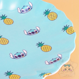 Assiette Stitch Ananas Bordure Ondulée Disney Japon